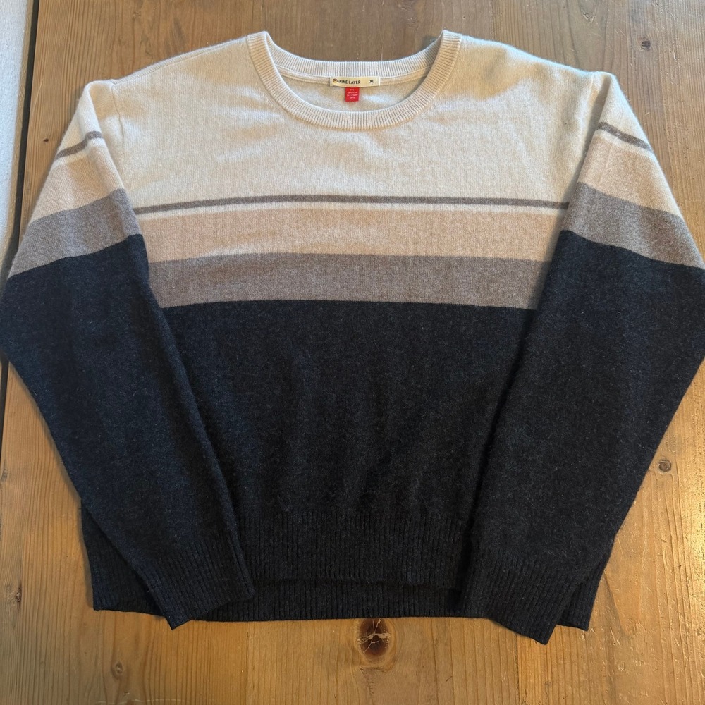 Marine Layer Womens XL 100% Cashmere Colorblock Striped Harper Sweater 14897